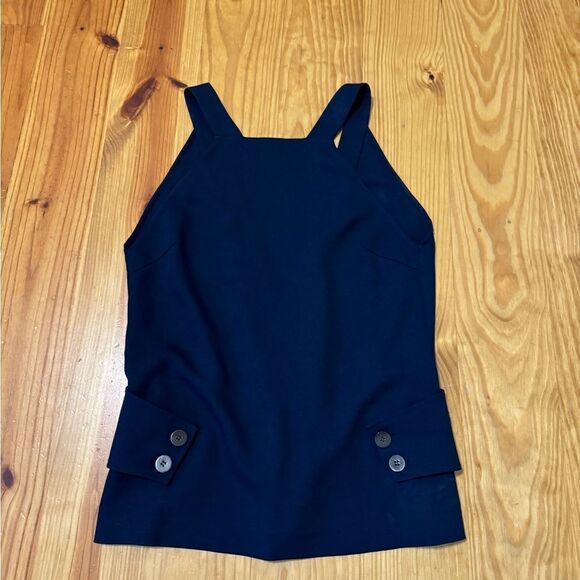 Derek Lam 10 Crosby Square Neckline Tank V-Back Navy Blue Buttons Women’s MED - Picture 3 of 7